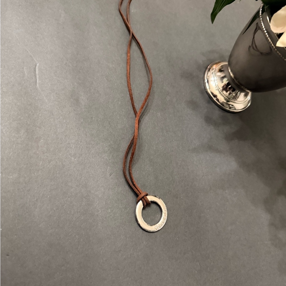 Gabriel & Co. Silver Pendant Necklace with Brown Cord